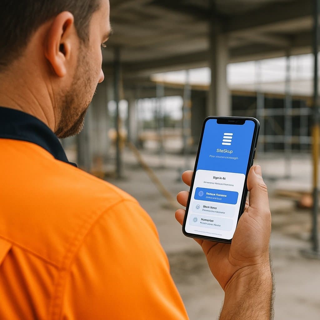Outright technician reviewing a scoped quote on a tablet